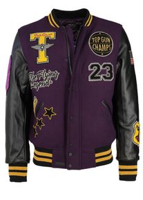 Top Gun Herren Collegejacke "TG20213031", lila, Gr. L, Obermaterial: 40% Wolle, 40% Polyester, 20% Polyurethan / Futter: 100% Polyester, Jacken