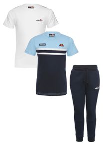 Ellesse Kinder Shirt & Hose, blau, sportlich, Gr. 98, unifarben mit Farbeinsatz, Single Jersey, Obermaterial: 100% Baumwolle. Obermaterial 2: 80%