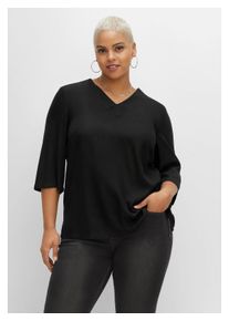 sheego Damen Tunika "Große Größen", schwarz, casual, Gr. 54, unifarben, Obermaterial: 100% Viskose, Tuniken, mit 3/4-Ärmeln, aus fließender Viskose