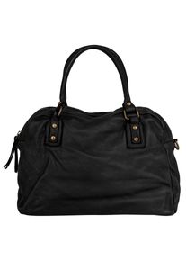Samantha Look Damen Shopper, schwarz, Leder, unifarben, leicht glänzend, Taschen, echt Leder, Made in Italy
