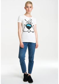 logoshirt Damen T-Shirt "Idefix - Faces - Asterix", weiß, casual, Gr. S, bedruckt, 100% Baumwolle, Shirts, mit Retro-Print