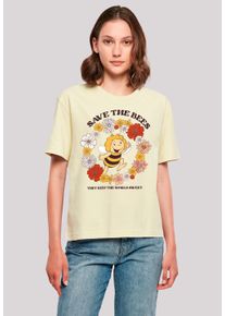 F4NT4STIC Damen T-Shirt "Die Biene Maja Save The Bees", gelb, casual, Gr. XS, Obermaterial: 100% Baumwolle, Shirts, Premium Qualität, Nostalgie,