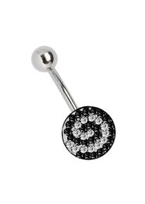 Adelia´s ADELIA ́S Damen Bauchnabelpiercing "Piercing Bauchnabelpiercing", schwarz, Chirurgiestahl, Piercings, 11 mm Multi-Strass-Platte mit Spirale