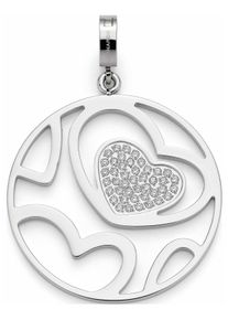 Leonardo Damen Charm-Einhänger "Anhänger Kreis, rund mit Herzen, Meyla Clip&Mix, 023258", silber, Edelstahl, Charms, mit Zirkonia (synth.)