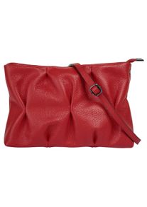 CLUTY Damen Umhängetasche, rot, Leder, unifarben, leicht glänzend, Taschen, echt Leder, Made in Italy