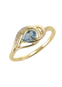 Vivance Damen Fingerring "375/- Gelbgold mit Blautopas/Zirkonia", 054 (17,2), Gold, gelb, Gold, Fingerringe