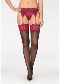 Lascana Strapsstrümpfe rubinrot Gr. 36/38 für Damen. Mit Netz, Spitze. Elastisch