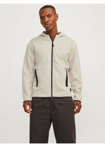 Jack & Jones JACK & JONES Herren Sweatjacke "JCOFUSION SWEAT ZIP HOOD NOOS", grau, modisch, Gr. S, meliert, angeraute Sweatware, Obermaterial: 58% Polyester, 42%