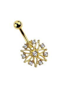 Adelia´s ADELIA ́S Damen Bauchnabelpiercing "Piercing Bauchnabelpiercing", transparent, Chirurgiestahl, Piercings, Blume mit acht gefassten Steinen