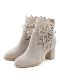 Lascana High-Heel-Stiefelette grau Gr. 35 für Damen. Mit Spitze