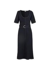 Blusenkleid Tommy Hilfiger Curve "CRV SCP NK BELT MIDI DRS 1/2SLV" Gr. 52, N-Gr, blau (dunkelblau) Damen Kleider Große Größen