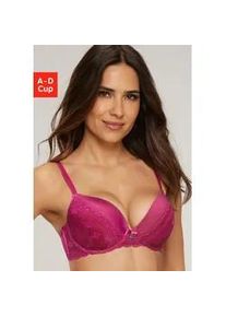 Push-up-BH s.Oliver "Adèle" Gr. 75, Cup B, lila (beere) Damen BHs mit graphischer Spitze und Metallaccessoire, Dessous