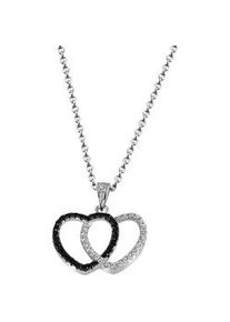 Kette mit Anhänger Firetti "Schmuck Geschenk Silber 925 Halsschmuck Halskette Ankerkette Herz" Halsketten Gr. Silber 925 (Sterlingsilber), L: 45cm, weiß (silberfarben, schwarz, kristallweiß) Damen mit Zirkonia (synth.)