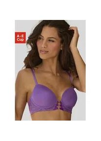 Push-up-BH Lascana "Eleonora" Gr. 75, Cup C, lila (orchid) Damen BHs mit feiner Schnürung in Satin-Optik und Bänderdetail, sexy Dessous