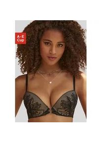 Push-up-BH Lascana Gr. 85, Cup B, schwarz Damen BHs überzogen mit feiner, floraler Spitze, Dessous