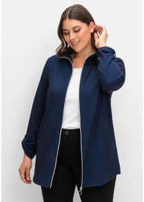 Große Größen Sweatjacke mit Stehkragen und Jacquardmuster Gr. 44/46 blau von sheego für Damen