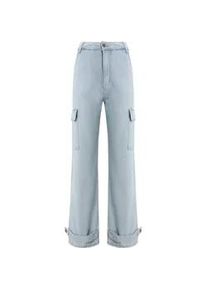 Stoffhose DEF "DEF Damen Cargo Pants Denim" Gr. XXL, US-Größen, blau (denim iceblau) Damen Hosen