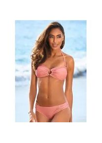 Bandeau-Bikini Lascana Gr. 38, Cup C/D, rosa (altrosa) Damen Bikini-Sets mit goldfarbener Glanzbeschichtung