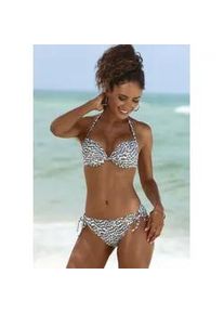 Push-Up-Bikini-Top Lascana "Sansa" Gr. 34, Cup C, grün (oliv, bedruckt) Damen Bikini-Oberteile mit gedrehter-Optik