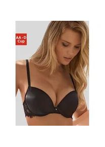 Push-up-BH Lascana "Alana" Gr. 85, Cup D, schwarz Damen BHs aus edler Qualität mit hohem Seidenanteil und floraler Spitze, Dessous