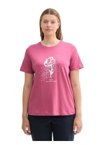 Tom Tailor Große Größen T-Shirt mit platziertem Frontdruck Gr. 52 pink geblümt für Damen