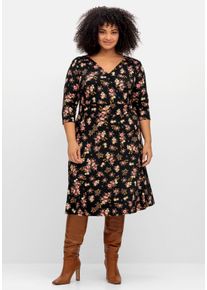 sheego by Joe Browns Große Größen Jerseykleid mit Blumendruck und ausgestelltem Rock Gr. 40 schwarz geblümt von sheego für Damen