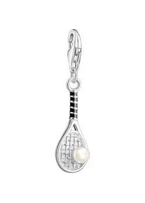 Charm-Einhänger Thomas Sabo "Tennisschläger mit weißer Perle, 2173-158-21" Charms bunt (silberfarben, weiß) Damen mit Süßwasserzuchtperle