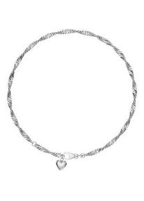 Fußkette mit Anhänger Firetti "Schmuck Geschenk Silber 925 Körperschmuck Herz+LIEBE Singapurkette" Fußkettchen Gr. Silber 925 (Sterlingsilber), silberfarben (silberfarben-rhodiniert)