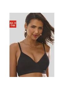 Push-up-BH Lascana "COMFY BRA" Gr. 80, Cup D, schwarz Damen BHs ohne Bügel aus weicher Baumwollqualität, Basic Dessous