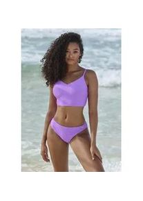 Crop-Bikini-Top Sunseeker "Loretta" Gr. 38, Cup A/B, lila Damen Bikini-Oberteile mit Strukturmuster