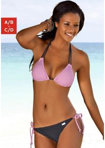 Buffalo Damen Triangel-Bikini-Top "Florida", rosa, Gr. 32, kariert, gepunktet, kontrastfarbene Details, Polyamid, Bikini-Oberteile, mit kleinen Karos