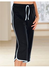 Damen Caprihose, schwarz, Gr. 46, unifarben, 100% Baumwolle, Hosen