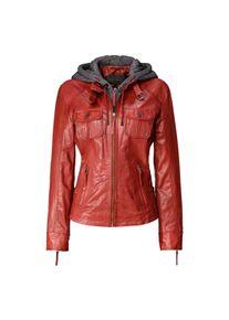 JCC Damen Lederjacke "31024028", rot, Gr. 38, Obermaterial: 100% Leder / Futter: 100% Polyester / Kapuze: 100% Baumwolle, Jacken