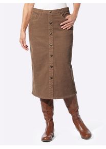 Inspirationen Damen Cordrock, braun, Gr. 36, unifarben, 98% Baumwolle, 2% Elasthan, Röcke