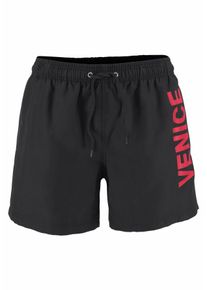 Venice Beach Herren Badeshorts, schwarz, Gr. M, unifarben, Microfaser, Polyester, Microfaser, Badehosen, mit Innenslip, mit Innentasche, mit