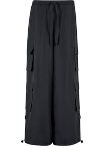 Urban Classics Damen Cargohose "Urban Classics Damen Ladies Ripstop Double Cargo Pants", schwarz, Gr. M, unifarben, 100% Polyester, Hosen