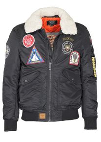 Top Gun Herren Bomberjacke "TG23003", schwarz, Gr. XXXL, Obermaterial: 100% Polyamid / Futter, Wattierung, Strick, Kunstfell: 100% Polyester, Jacken