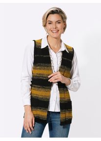 Classic Basics Damen Strickweste, gelb, Gr. 36, gemustert, gestreift, 77% Polyacryl, 23% Polyester, Westen