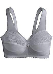 Glamorise Damen Entlastungs-BH, Gr. 90, grau, 50% Polyamid, 40% Polyester, 10% Elasthan, BHs