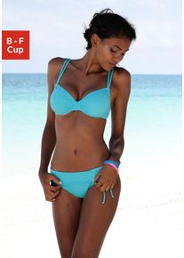 Buffalo Damen Bügel-Bikini-Top "Happy", blau, Gr. 38, unifarben, Polyamid, Microfaser, Bikini-Oberteile, seitlich zu raffen