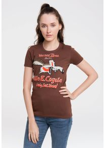 logoshirt Damen T-Shirt "Looney Tunes", braun, casual, Gr. M, bedruckt, 100% Baumwolle, Shirts, mit lizenziertem Originaldesign