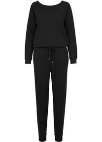 Urban Classics Damen Jumpsuit "Urban Classics Damen Ladies Long Sleeve Terry Jumpsuit", schwarz, Gr. M, unifarben, 100% Baumwolle, Overalls