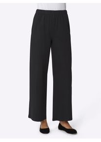 Damen Schlupfhose, schwarz, Gr. 46, unifarben, 100% Baumwolle, Hosen