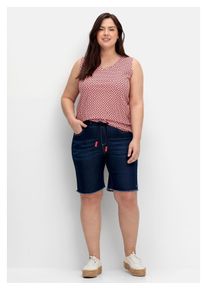 sheego Damen Bermudas "Große Größen", blau, casual, Gr. 40, unifarben, Obermaterial: 65% Baumwolle, 33% Polyester, 2% Elasthan, Hosen, aus