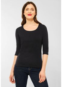 Street One Damen 3/4-Arm-Shirt, schwarz, Basic, Gr. 38, unifarben, Web, 50% Modal, 50% Baumwolle, Shirts, mit Rundhalsausschnitt