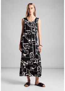 Street One Damen Maxikleid, schwarz, casual, Gr. 36, bedruckt, Stoff, 100% Viskose, Kleider, aus Viskose