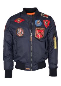 Top Gun Herren Bomberjacke "im Pilotenstil mit Patches TG20191053", blau, Gr. XXXL, Obermaterial: 100% Nylon / Innenfutter: 100% Polyester / Strick: