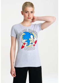 logoshirt Damen T-Shirt "Sonic - 1991", grau, casual, Gr. M, bedruckt, meliert, 95% Baumwolle, 5% Viskose, Shirts, mit Sonic the Hedgehog-Print