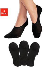 active by Lascana LASCANA ACTIVE Damen Füßlinge, Gr. 35, schwarz, Baumwollmischung, unifarben, Socken, mit Pikee Struktur