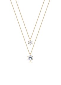 Elli Damen Gliederkette "Layer Kristalle rund 925 Silber", 45, ohne Stein, Silber 925 (Sterlingsilber), L: 45cm, gold, Silber 925 (Sterlingsilber),